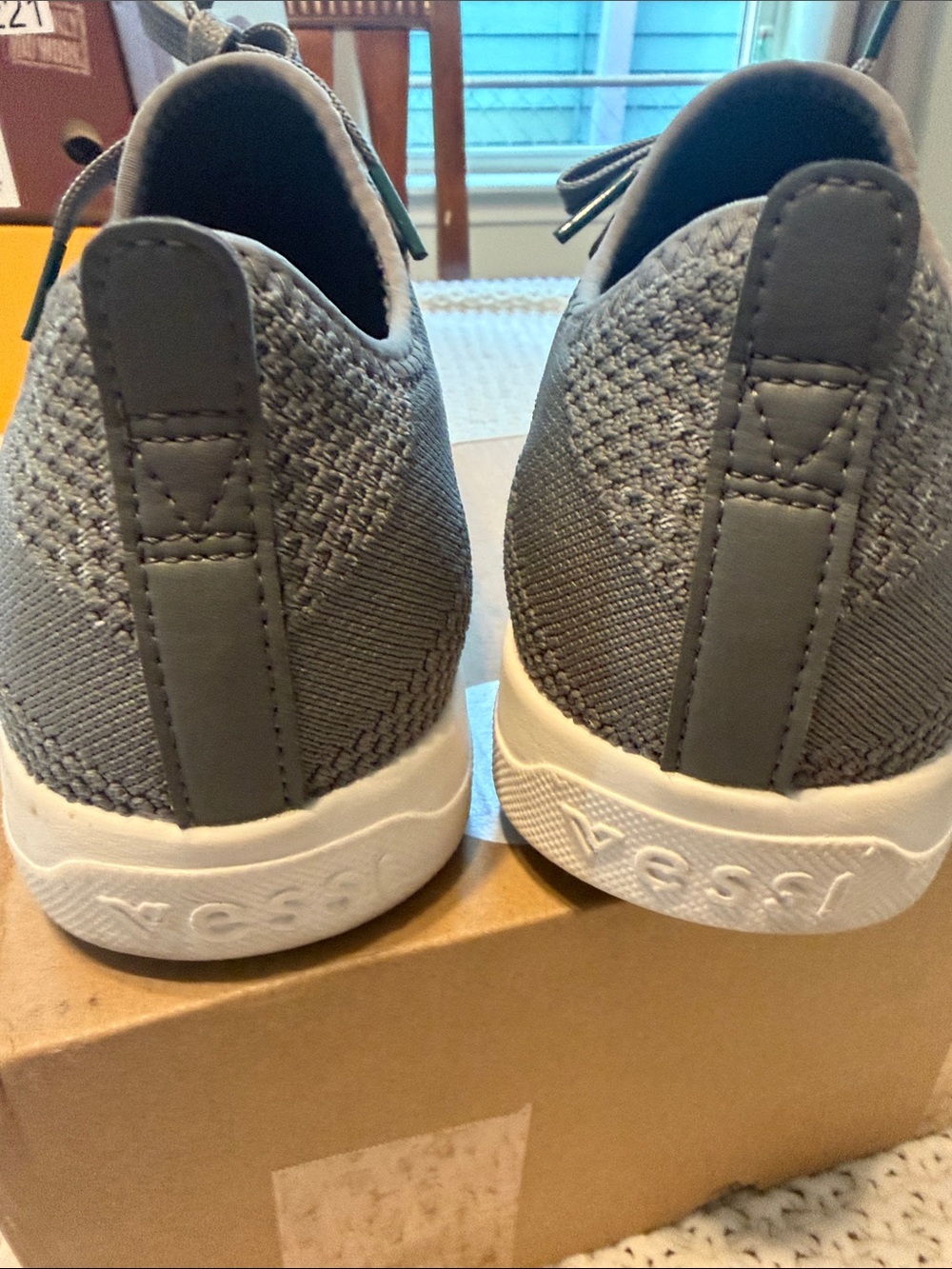 Vessi woman’s Grey Knit Lace-Up Sneaker - Picture 3 of 6
